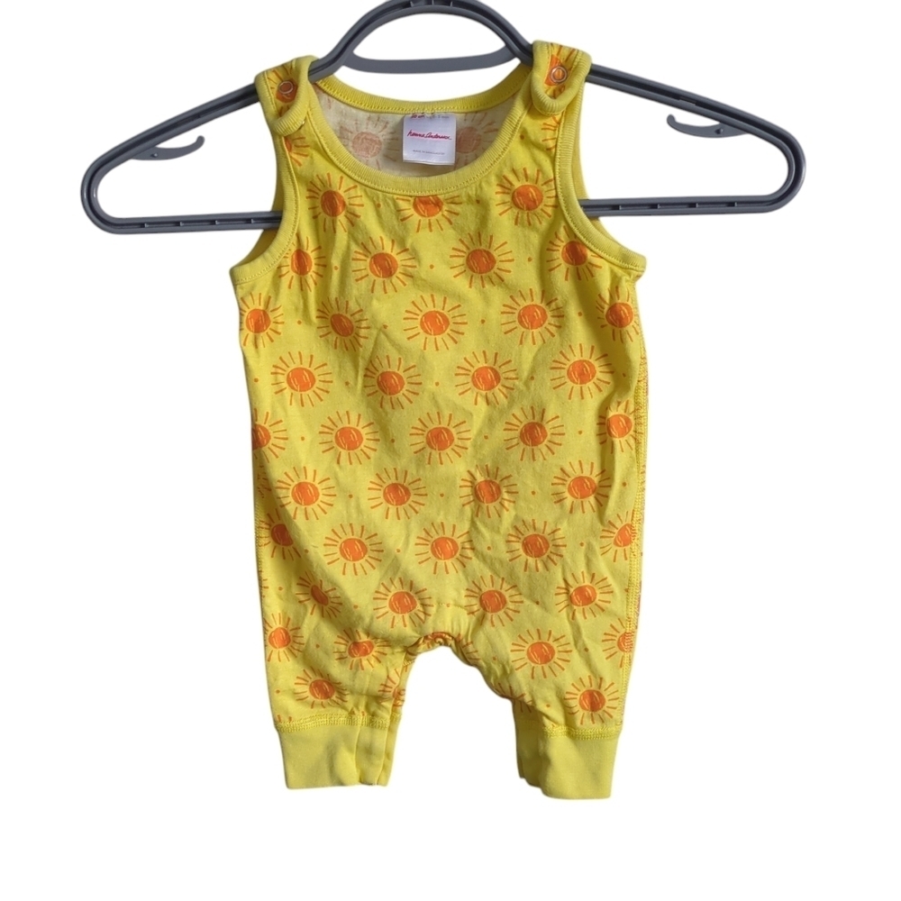Hanna Andersson Yellow Sun Print Cotton Romper